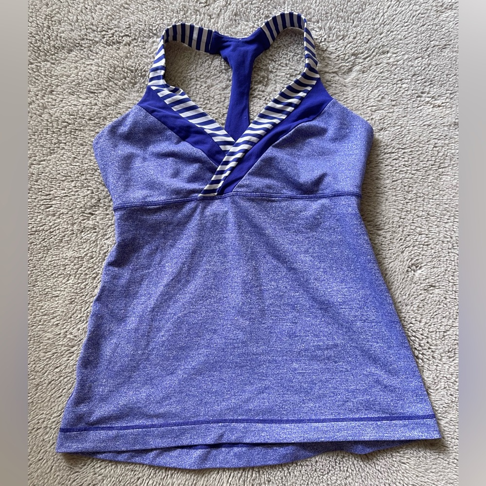 Lululemon Deep Breath V Wrap Neck Line Striped Accent Tank Top